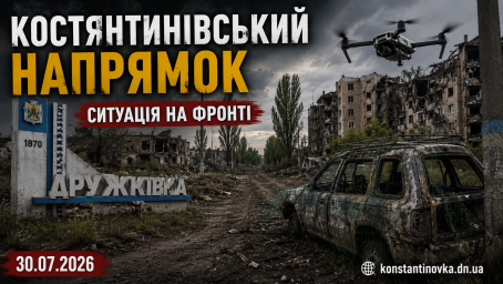 30 июля 2026: на Константиновском направлении сообщают об усложнении ситуации возле Осикового и Алексеева-Дружковки