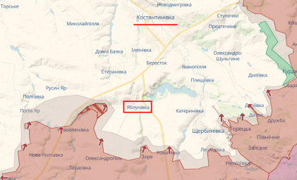 Армія РФ просунулась у Яблунівці: нові позиції на Костянтинівському напрямку